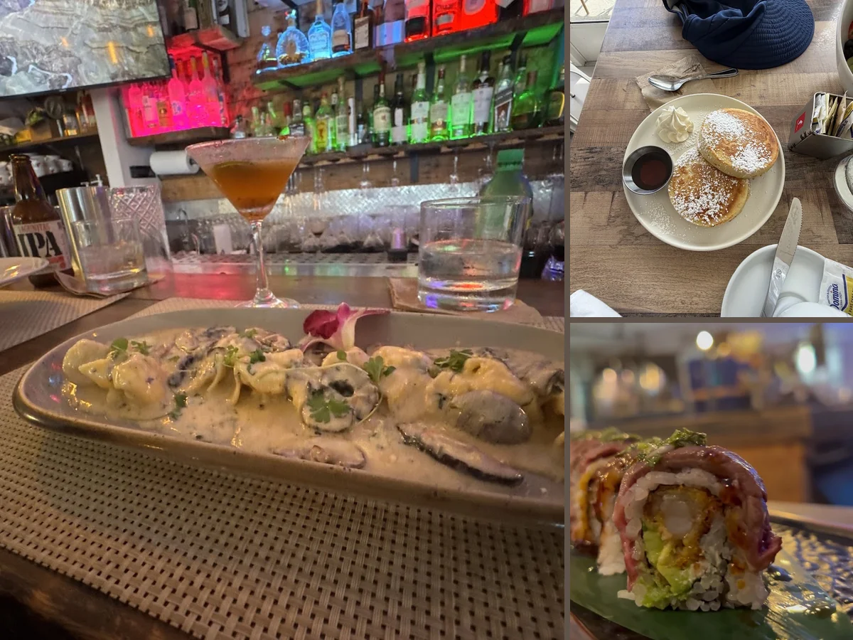 Italian dishes served in a beachside restaurant.