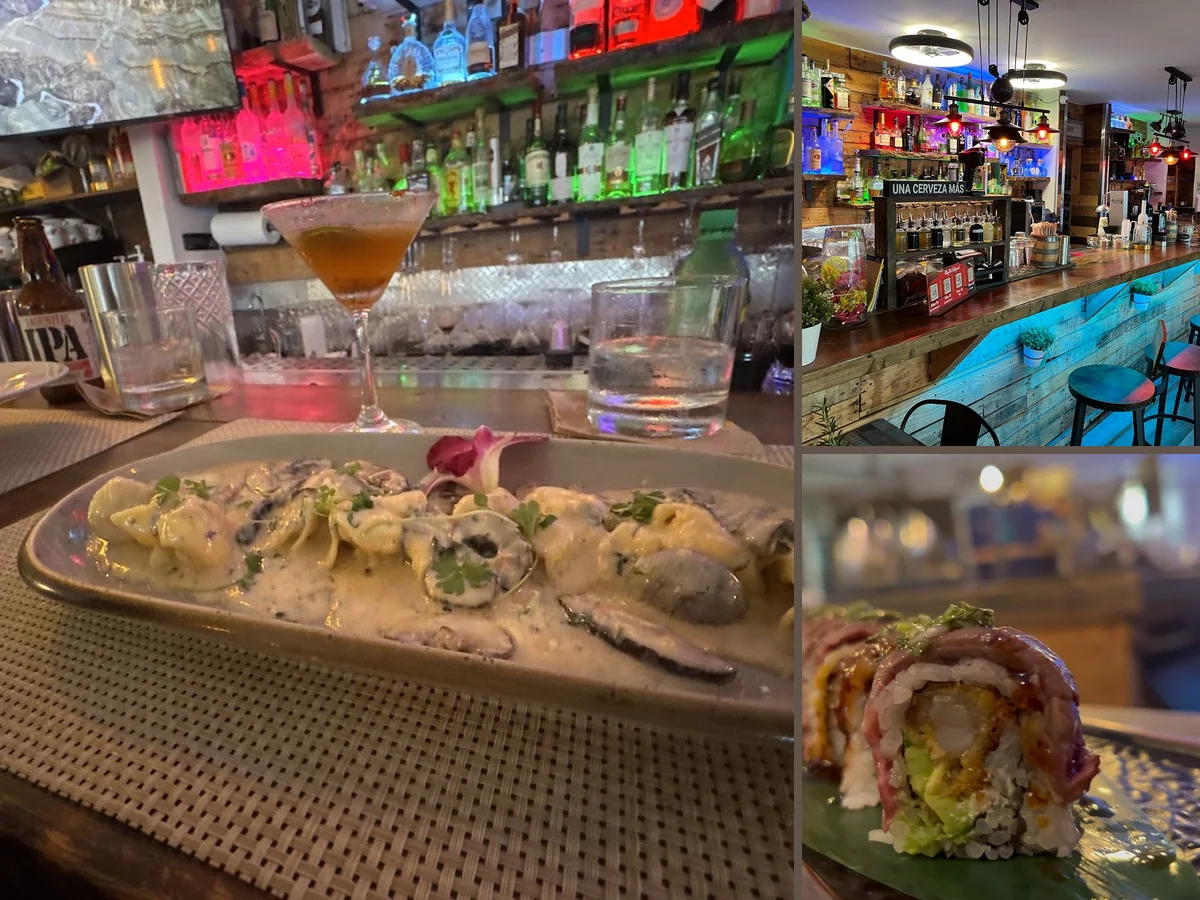 Italian dishes served in a beachside restaurant.